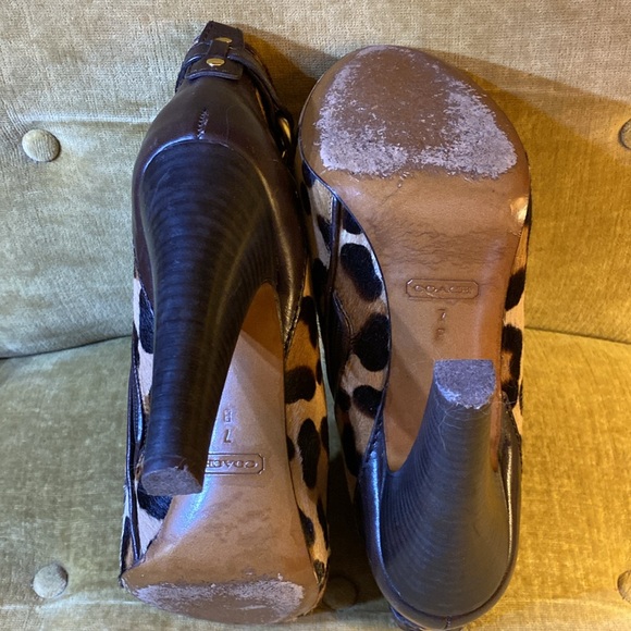 Coach pony skin and brown leather booties, size 7., used - Picture 3 of 4